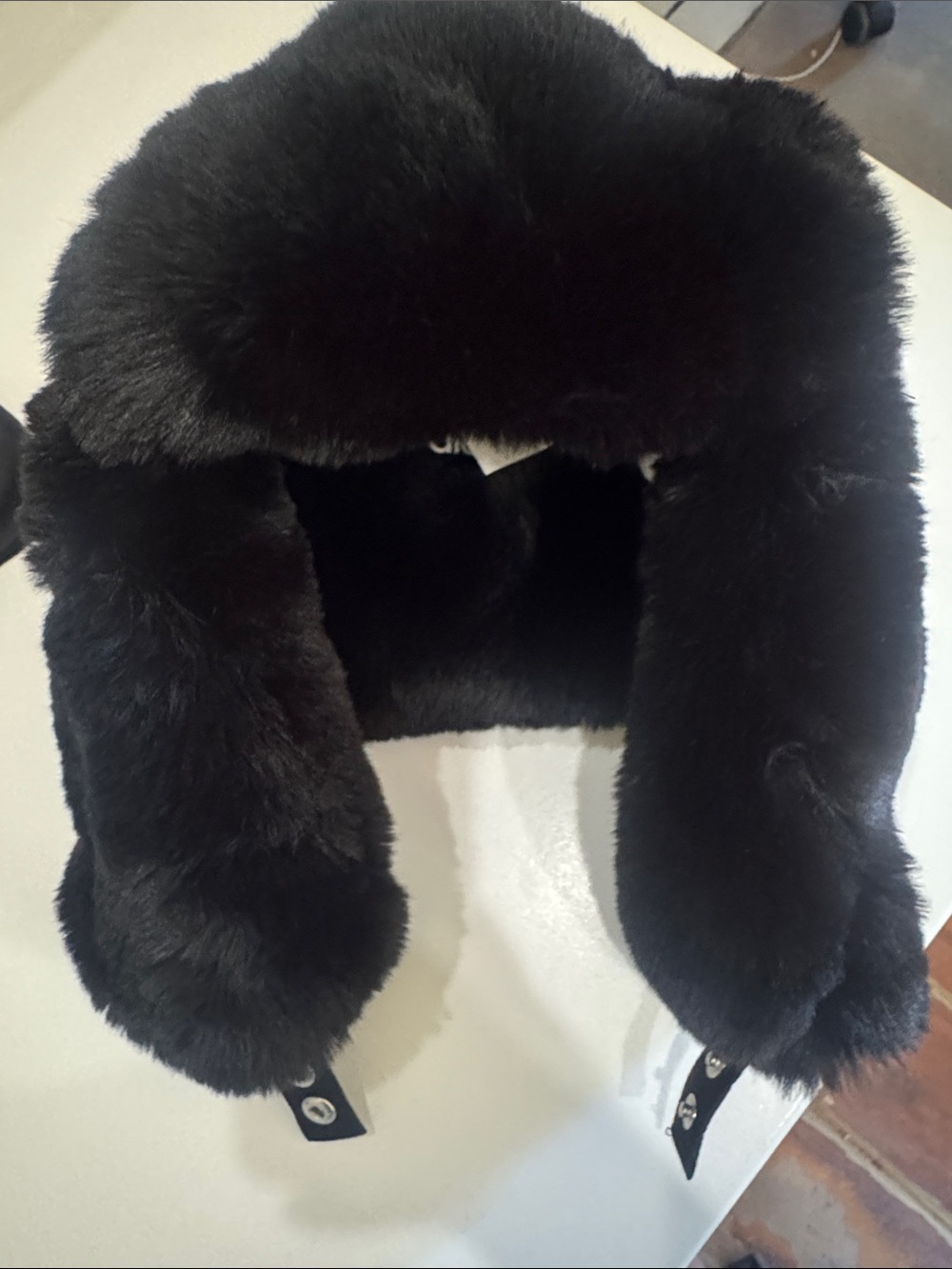ALO Yoga Black Faux Fur Trapper Hat with Ear Flaps